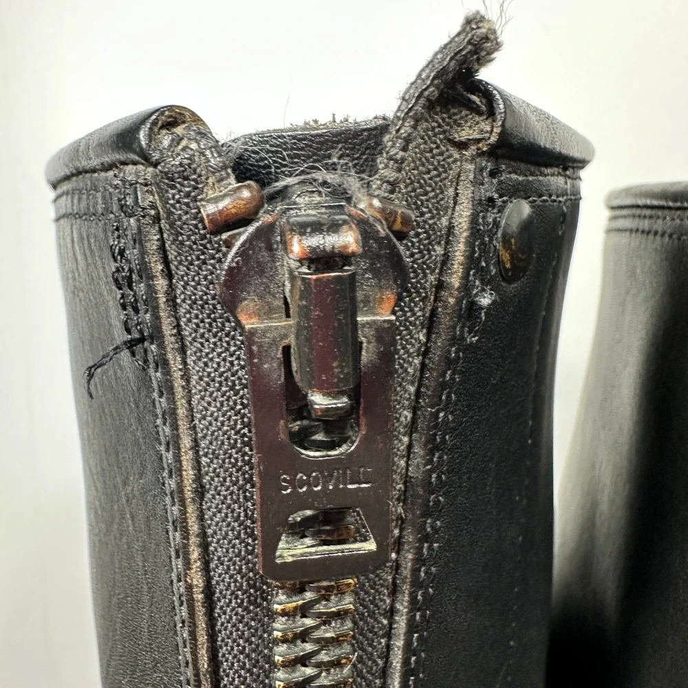 Harley Davidson Engineer Boots Mens Black Good Leather Back‎ Zip Buckle Biker